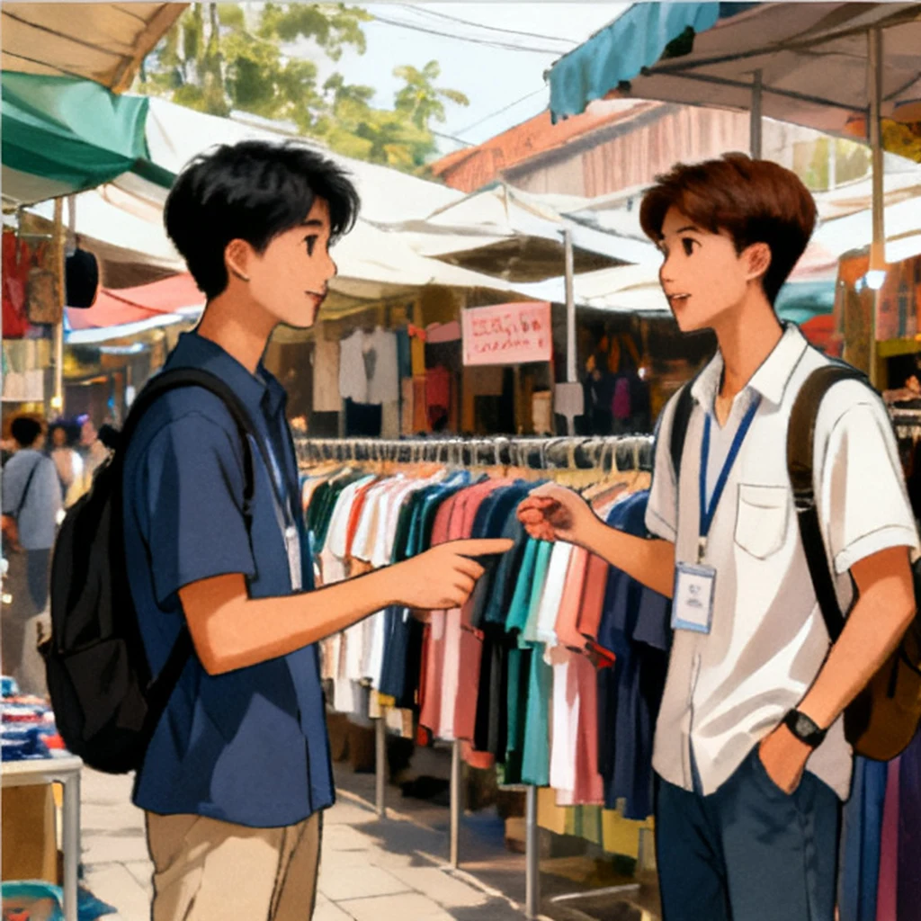 中央市场买衣服：问多少钱，比较大小、多少。