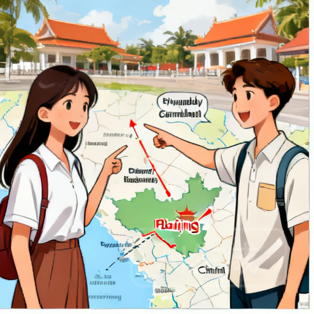 聊住在哪儿、学校在前面、北京在中国。